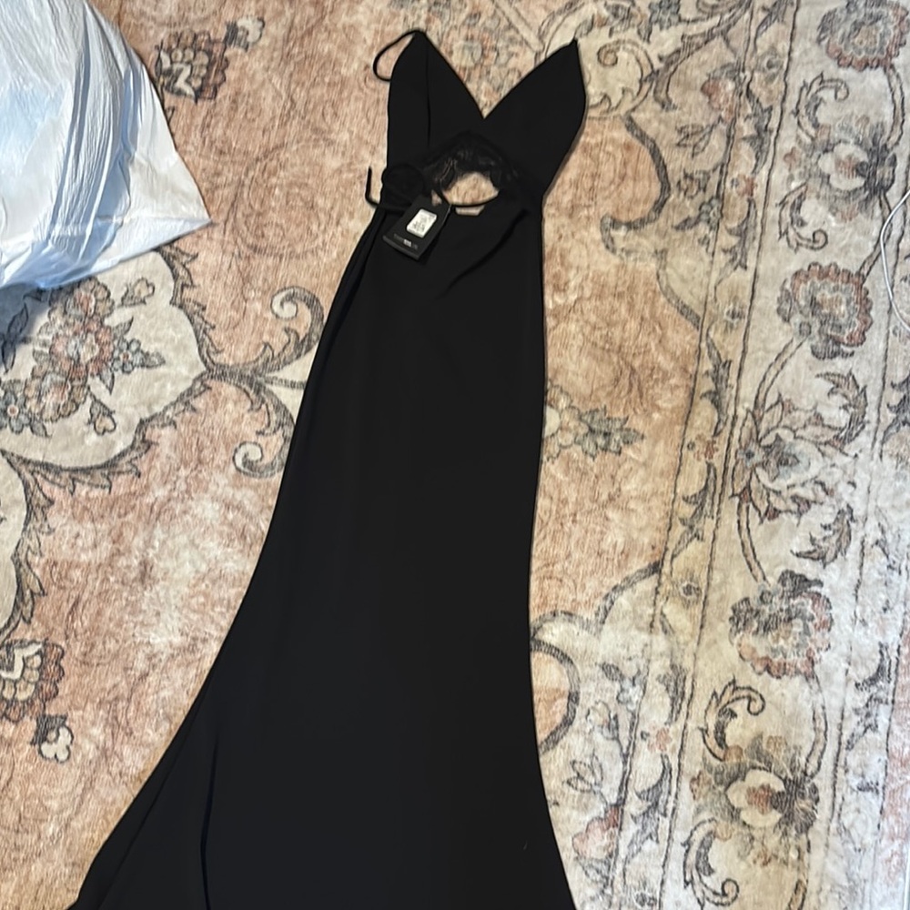 Fashion Nova Black Halter Backless Gown